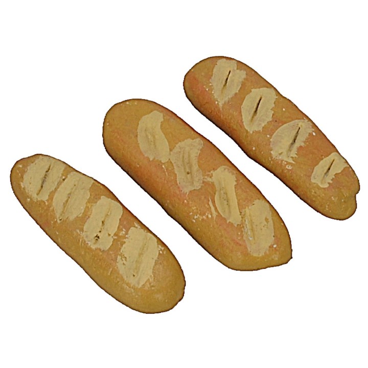 Coloca 3 piezas de pan de 3,6x1,1x0,6 cm h