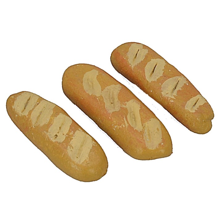 Coloca 3 piezas de pan de 3,6x1,1x0,6 cm h