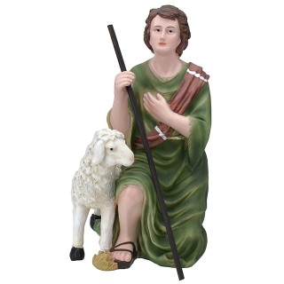 Pastor arrodillado con oveja en resina serie 40 cm
