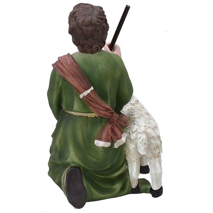 Pastor arrodillado con oveja en resina serie 40 cm