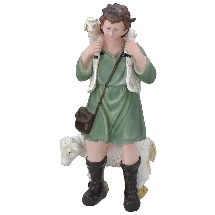 Good shepherd with sheep and lamb in resin h. 