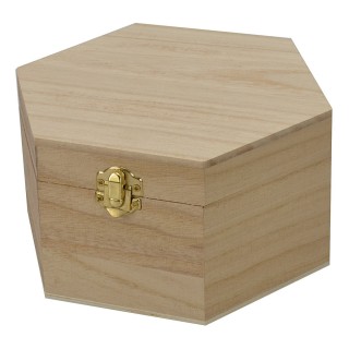 Hexagonal wooden box cm 18,7x16,2x9,8 h