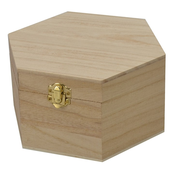 Caja hexagonal de madera de 18,7x16,2x9,8 cm h