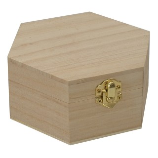 Caja hexagonal de madera de 15x12,6x6,8 cm h