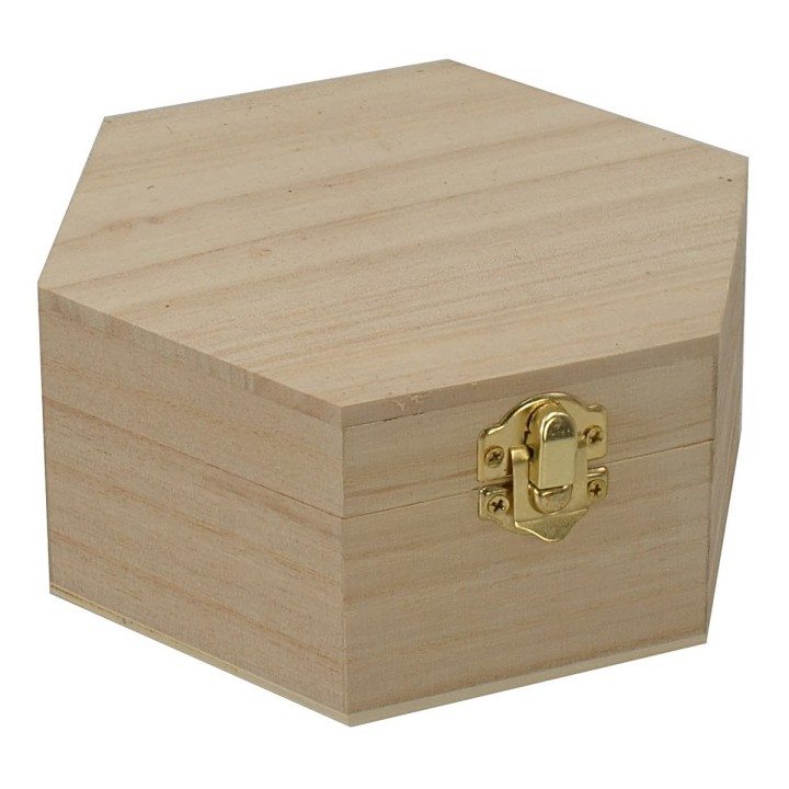 Scatola esagonale in legno cm 15x12,6x6,8 h