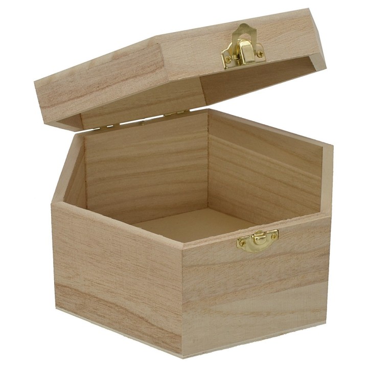 Hexagonal wooden box cm 18,7x16,2x9,8 h