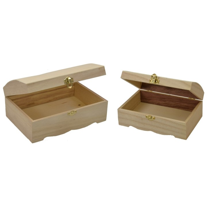 Set of two wooden trunks