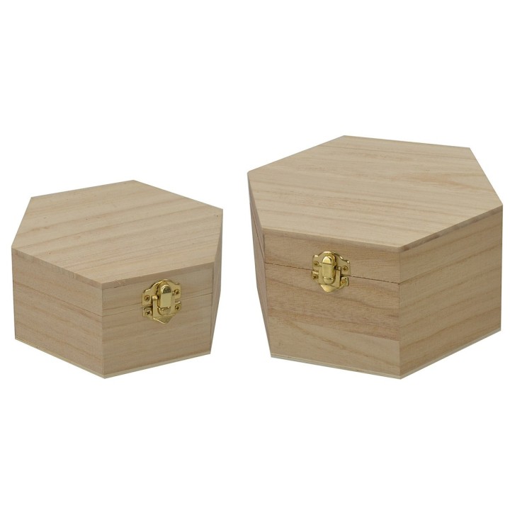 Set due scatole esagonali in legno