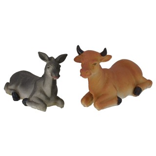 Resin ox and donkey set for Nativity 14-15 cm