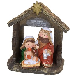 Natividad naíf en cabaña de resina cm 8,5x4,3x10,2 h