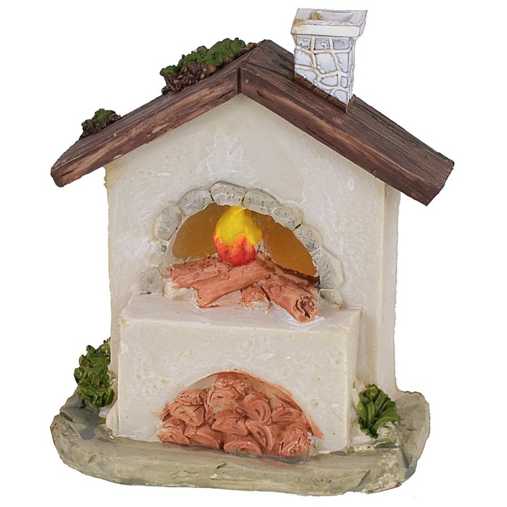 Horno con leña y fuego funcionando a baterías de 9x4,8x10,6 cm h