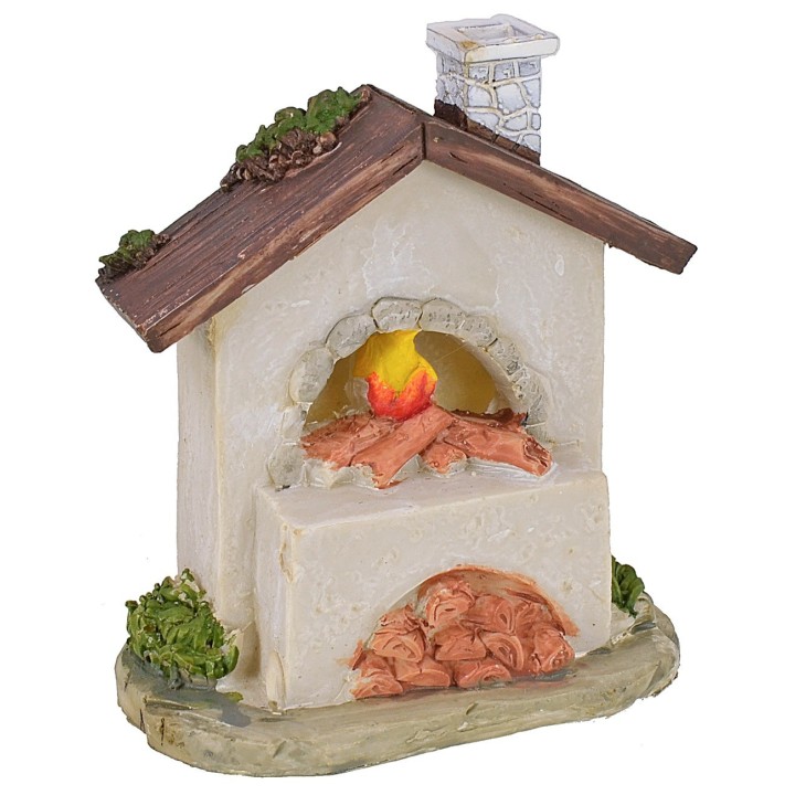 Horno con leña y fuego funcionando a baterías de 9x4,8x10,6 cm h