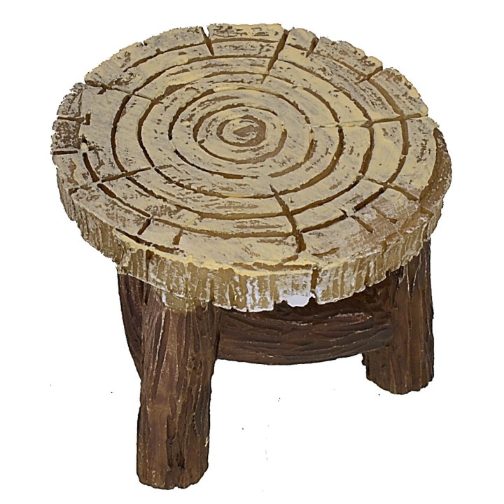 Round coffee table in wood effect resin cm ø 4,4x3,5 h
