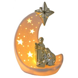Natività con cometa in porcellana illuminata cm 17x10,3x24,5 h