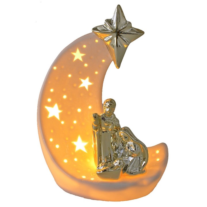 Natividad con cometa en porcelana iluminada de 17x10,3x24,5 cm h