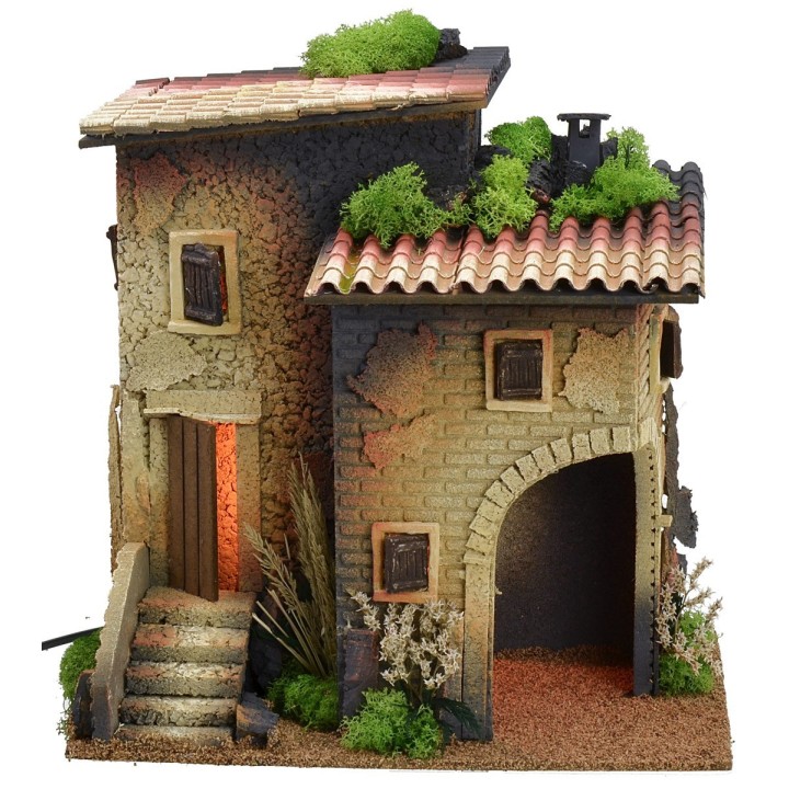 Illuminated house with large corner arch for shop or cave cm