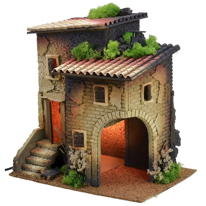 Illuminated house with large corner arch for shop or cave cm