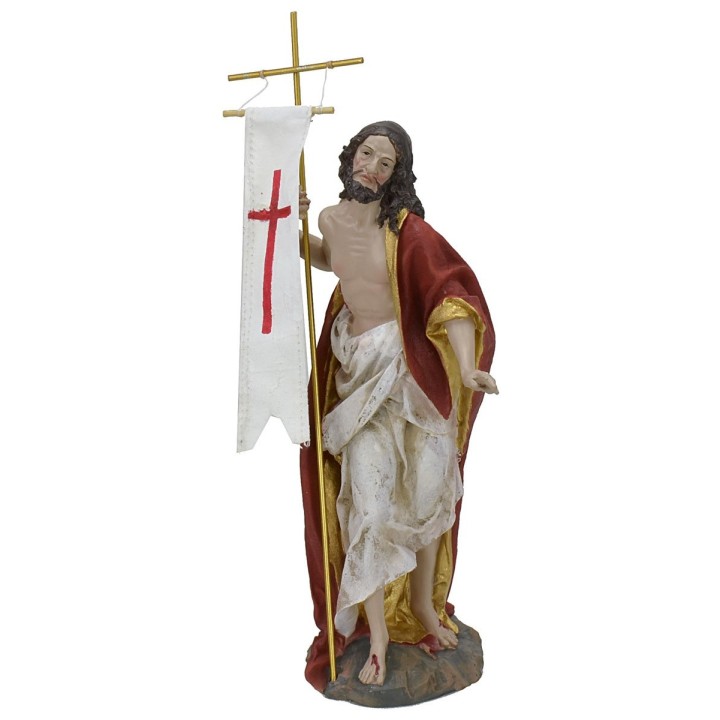 Jesús resucitado con manto rojo de 27 cm