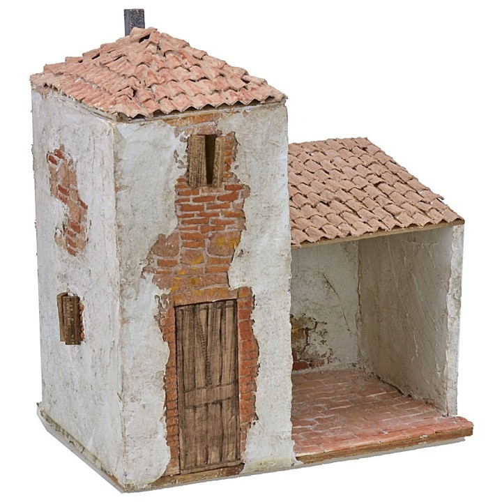 Casa enlucida con pórtico de 24x16x29,5 cm h