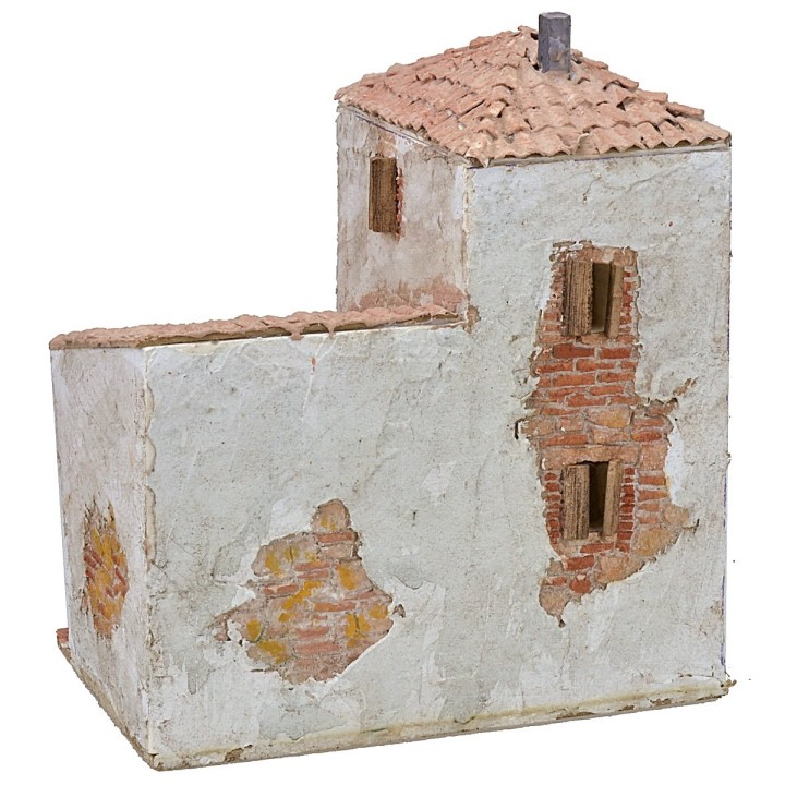 Casa enlucida con pórtico de 24x16x29,5 cm h