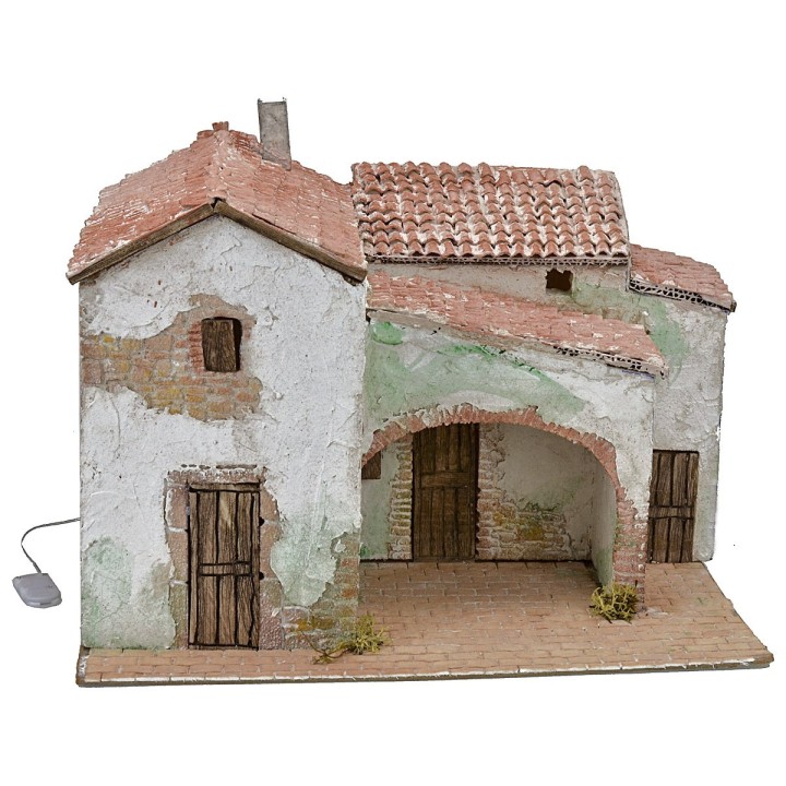 Pueblo estucado iluminado cm 40x30x31 h