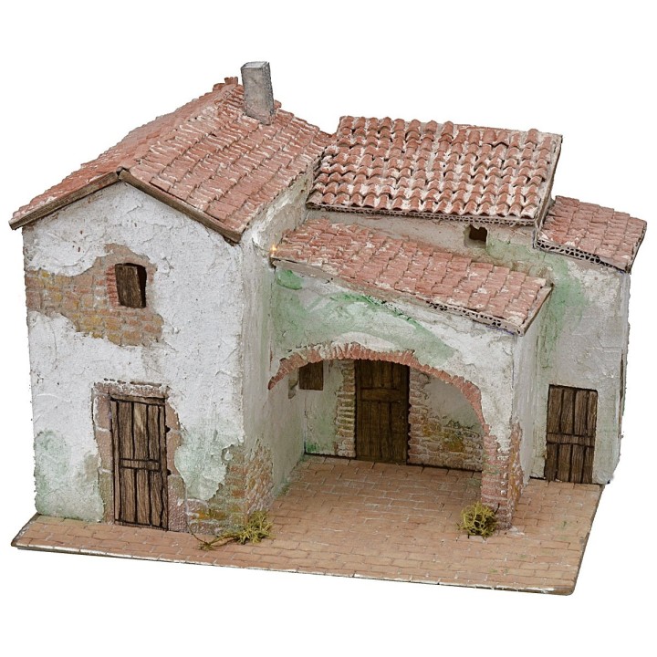 Pueblo estucado iluminado cm 40x30x31 h