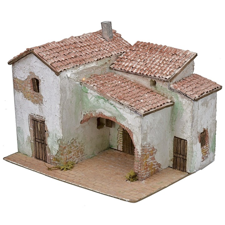 Pueblo estucado iluminado cm 40x30x31 h