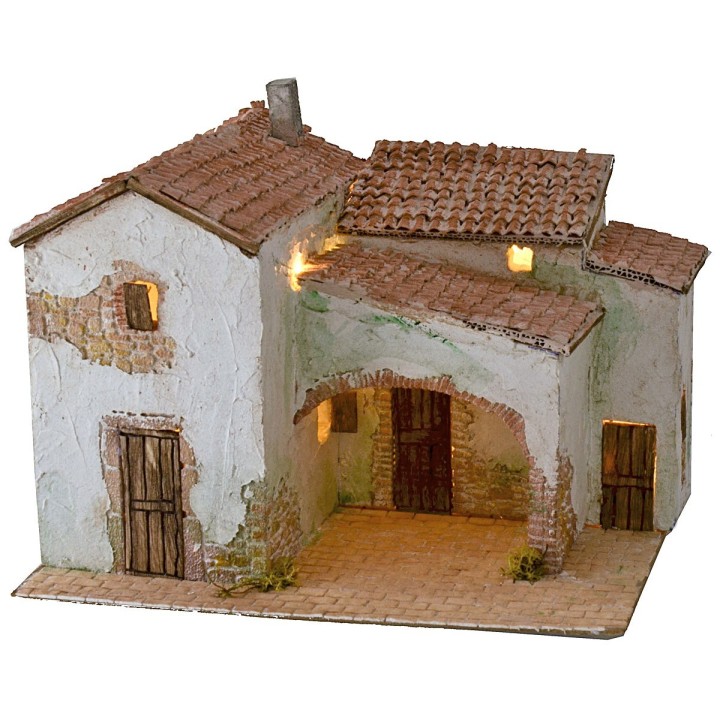 Pueblo estucado iluminado cm 40x30x31 h