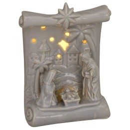 Nativity and parchment in porcelain with light cm 10x6,5x14 h