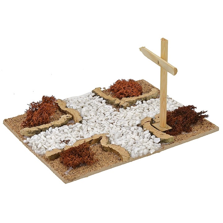 Incrocio di strade sterrate a croce greca cm 19x15x1 h