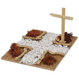 Incrocio di strade sterrate a croce greca cm 19x15x1 h