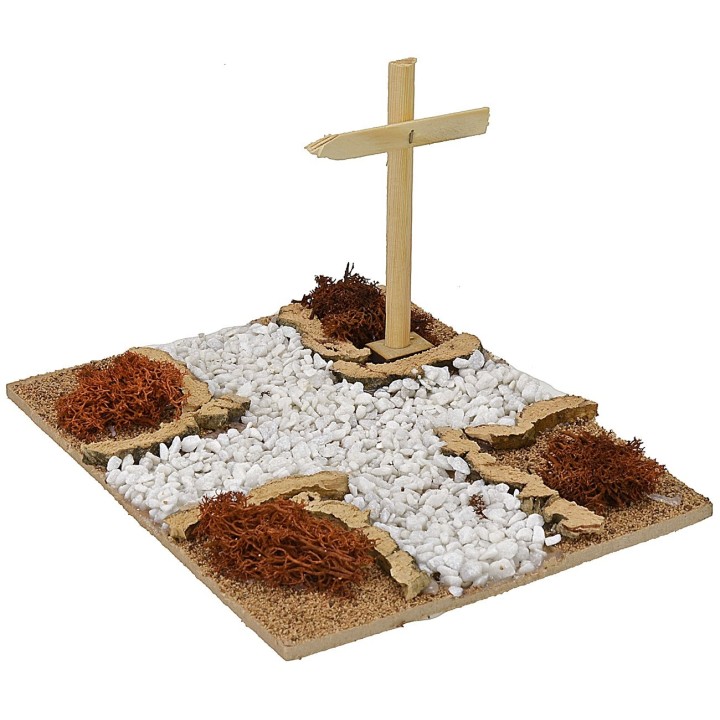 Incrocio di strade sterrate a croce greca cm 19x15x1 h
