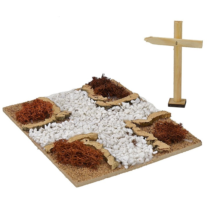 Incrocio di strade sterrate a croce greca cm 19x15x1 h