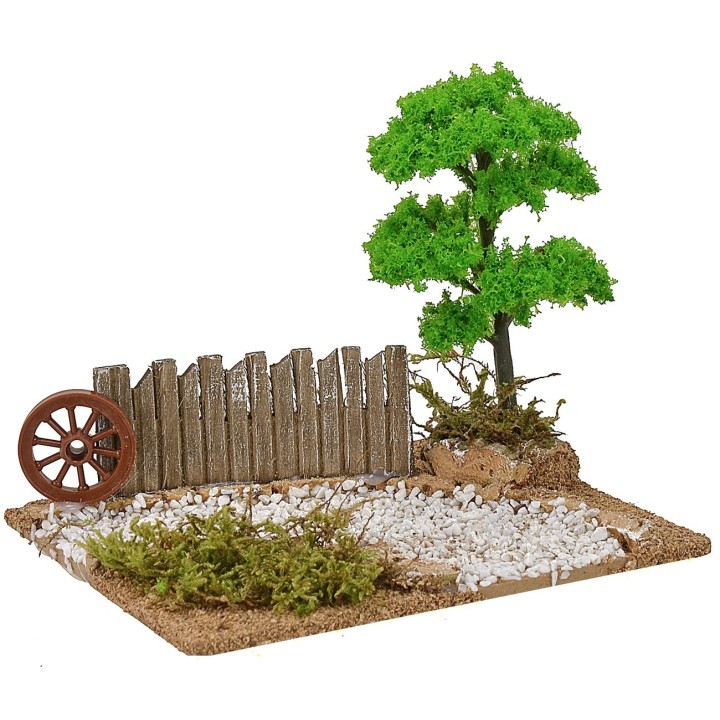 Curva de camino de tierra con barandilla cm 16x13,5x13,5 h