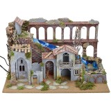 Hamlet with fire and aqueduct with functioning drainage cascade