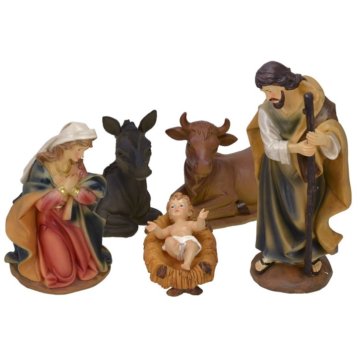 Natividad 5 sujetos en resina serie 25 cm