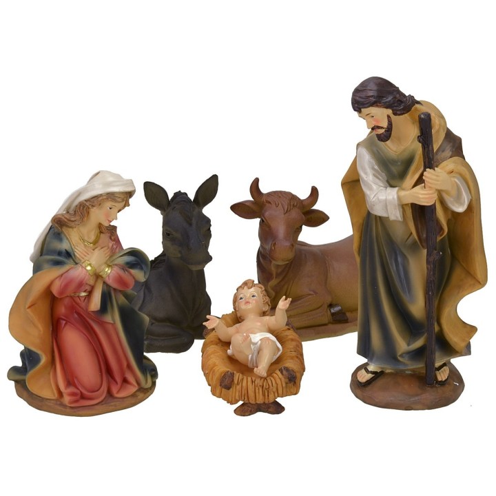 Natività 5 soggetti in resina serie 25 cm