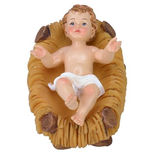 Gesù Bambino cm 6,5x4,5 in resina con culla per statue da 20 cm