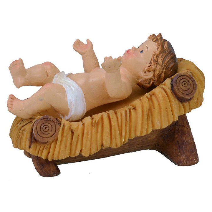 Gesù Bambino cm 6,5x4,5 in resina con culla per statue da 20 cm