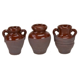 Set of 3 aged amphorae 4 cm h