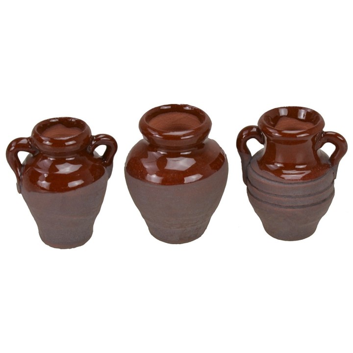 Set of 3 aged amphorae 4 cm h