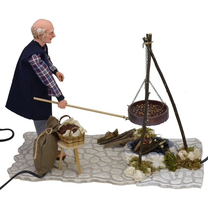 Castañero en movimiento de 30 cm con fuego
