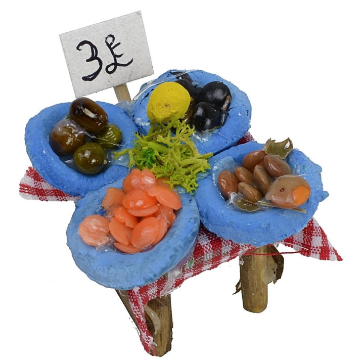 Banchetto del pesce cm 2,5x2,5x3,5 per presepe per statue da 6