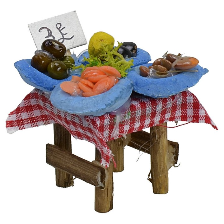 Banchetto del pesce cm 2,5x2,5x3,5 per presepe per statue da 6