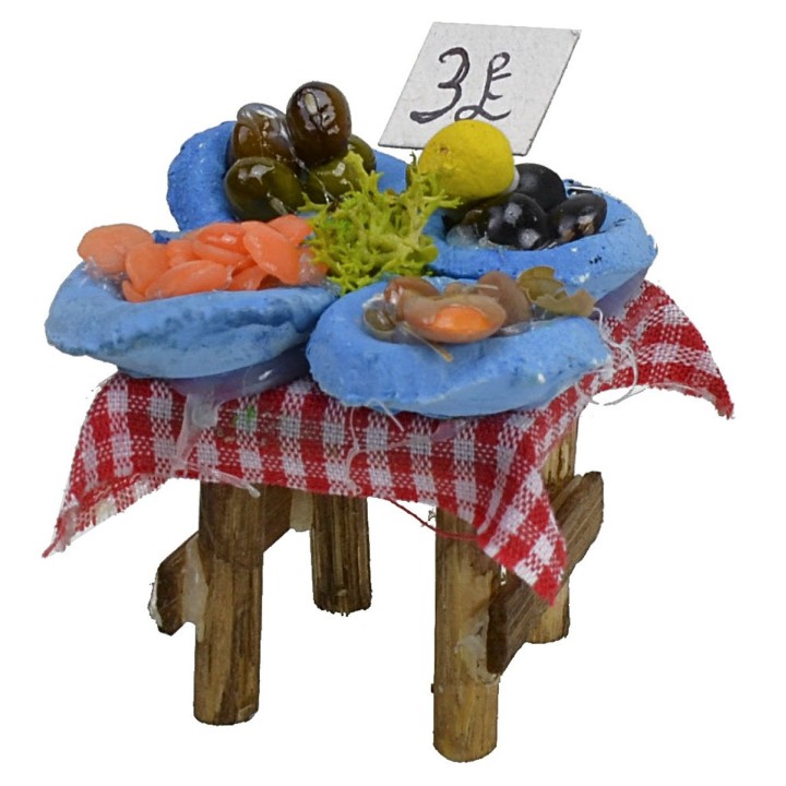 Banchetto del pesce cm 2,5x2,5x3,5 per presepe per statue da 6