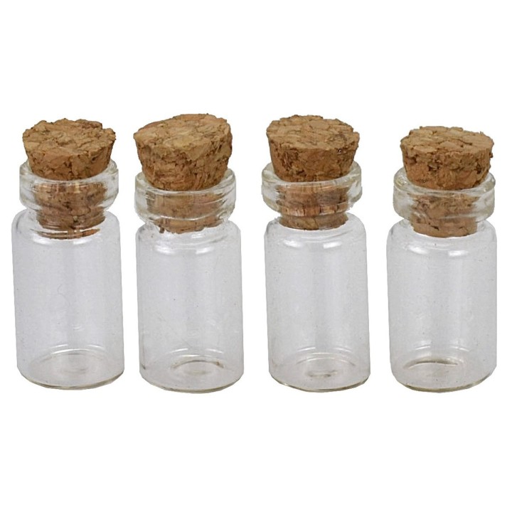 Set of 4 glass jars with 2.5 cm openable cap