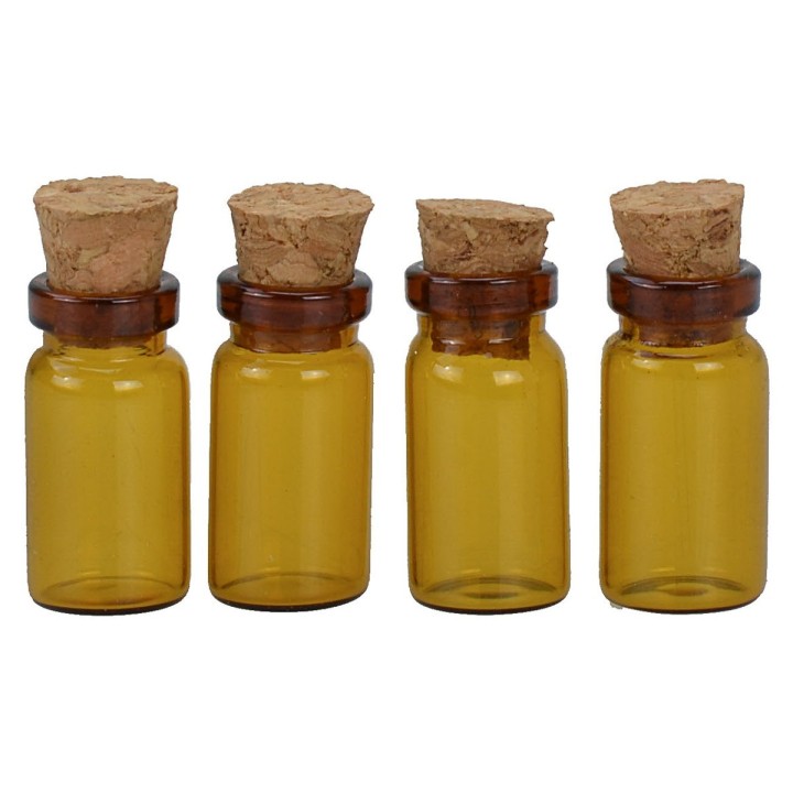 Set of 4 empty aged glass jars cm 2,5