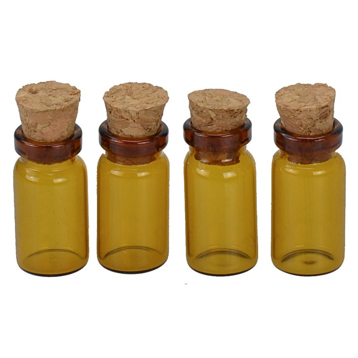 Set of 4 empty aged glass jars cm 2,5
