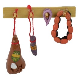 Shelf with hanging salami