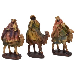 Conjunto de 3 Reyes Magos en camello de resina serie 10 h cm